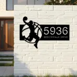 Custom Metal Basketball player Sport Metal Address Sign, House number, Outdoor Number Signage, Yard Sign Address Plate