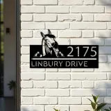 Custom Metal Peeking Horse farm animal ranch Metal Address Sign, House number, Outdoor Number Signage, Yard Sign Address Plate