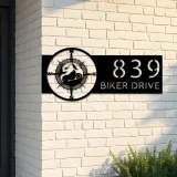 Custom Metal Motorcycle mountain compass Biker Metal Address Sign, House number, Outdoor Number Signage, Yard Sign Address Plate
