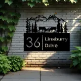 Custom Metal Deer buck forest Metal Address Sign, House number, Outdoor Number Signage, Yard Sign Address Plate