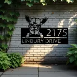 Custom Metal Chihuahua dog Puppy Metal Address Sign House number Hanging Address Plaque Yard Sign Outdoor decor
