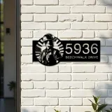 Custom Metal US Construction worker Metal Address Sign, House number, Outdoor Number Signage, Yard Sign Address Plate