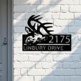 Custom Metal Deer buck head mountain scene Wild life Metal Address Sign, House number, Outdoor Number Signage, Yard Sign Address Plate