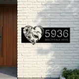 Custom Metal Hummingbird flowers heart shape Metal Address Sign, House number, Outdoor Number Signage, Yard Sign Address Plate