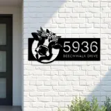Custom Metal Floral Cow Ranch farmhouse farm animal Metal Address Sign, House number, Outdoor Number Signage, Yard Sign Address Plate