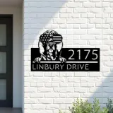 Custom Metal Bloodhound dog US flag glasses Metal Address Sign House number Hanging Address Plaque Yard Sign Outdoor decor