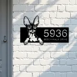 Custom Metal Cornish rex Cute peeking cat kitten Metal Address Sign, House number, Outdoor Number Signage, Yard Sign Address Plate