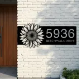 Custom Metal Sunflower Metal Address Sign, House number, Outdoor Number Signage, Yard Sign Address Plate