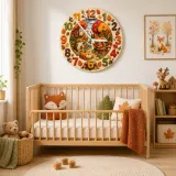 Autumn Woodland Animals Kids Room Wall Clock