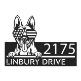 Custom Metal Belgian Malinois dog US glasses Metal Address Sign House number Hanging Address Plaque Yard Sign Outdoor decor