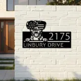 Custom Metal Catahoula dog US flag glasses Metal Address Sign House number Hanging Address Plaque Yard Sign Outdoor decor