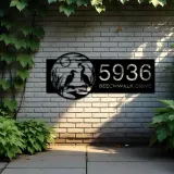 Custom Metal Heron Couple on Lake Metal Address Sign Custom House number Hanging Address Plaque Yard Sign Outdoor