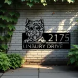 Custom Metal Westie Dog Cute puppy Metal Address Sign House number Hanging Address Plaque Yard Sign Outdoor decor