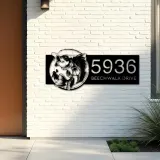 Custom Metal Bass fishing rod bait hook Metal Address Sign, House number, Outdoor Number Signage, Yard Sign Address Plate