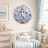 Magical Mermaid And Dolphin Under The Sea Kids Room Wall Clock