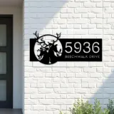 Custom Metal Deer couple Metal Address Sign, House number, Outdoor Number Signage, Yard Sign Address Plate