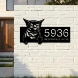 Custom Metal Burma Cute peeking cat kitten Metal Address Sign, House number, Outdoor Number Signage, Yard Sign Address Plate