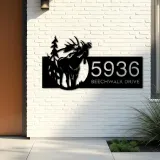Custom Metal Elk wild life forest Metal Address Sign, House number, Outdoor Number Signage, Yard Sign Address Plate