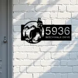 Custom Metal Wolf Mountain scene wild life Metal Address Sign, House number, Outdoor Number Signage, Yard Sign Address Plate