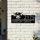 Custom Metal Peeking Cow farm animal ranch Metal Address Sign, House number, Outdoor Number Signage, Yard Sign Address Plate