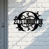 Custom Metal Floral Monogram Split Letter O Metal Address Sign House number Hanging Address Plaque Yard Sign Outdoor decor