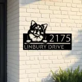 Custom Metal Chihuahua Long haired dog Puppy Metal Address Sign House number Hanging Address Plaque Yard Sign Outdoor decor