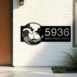 Custom Metal Waves Metal Address Sign, House number, Outdoor Number Signage, Yard Sign Address Plate