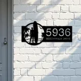 Custom Metal Longboard male Surfer Metal Address Sign, House number, Outdoor Number Signage, Yard Sign Address Plate