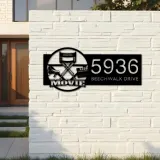 Custom Metal Cinema movie lover Metal Address Sign Custom House number Hanging Address Plaque Yard Sign Outdoor