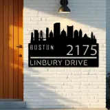 Custom Metal Boston city skyline Metal Address Sign Hanging Address Plaque house number Yard Outdoor Sign