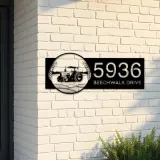 Custom Metal Tractor on farm field Metal Address Sign, House number, Outdoor Number Signage, Yard Sign Address Plate