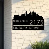Custom Metal Minneapolis city skyline Metal Address Sign Hanging Address Plaque house number Yard Outdoor Sign