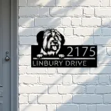 Custom Metal Briard dog Puppy Metal Address Sign House number Hanging Address Plaque Yard Sign Outdoor decor