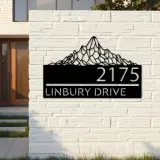 Custom Metal Mountain scene Metal Address Sign, House number, Outdoor Number Signage, Yard Sign Address Plate002