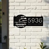 Custom Metal Farm combine harvester US flag Metal Address Sign Custom House number Hanging Address Plaque Yard Sign Outdoor
