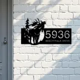 Custom Metal Elk wild life forest Metal Address Sign, House number, Outdoor Number Signage, Yard Sign Address Plate