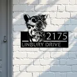 Custom Metal Floral Llama animal Metal Address Sign, House number, Outdoor Number Signage, Yard Sign Address Plate