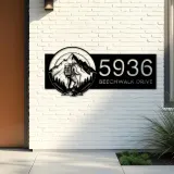 Custom Metal Hiker Camping mountain climbing Metal Address Sign, House number, Outdoor Number Signage, Yard Sign Address Plate