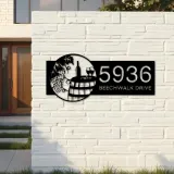 Custom Metal Rusted Wine barrel glasses grapes Metal Address Sign, House number, Outdoor Number Signage, Yard Sign Address Plate