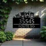 Custom Metal Cute peeking cats kittens Metal Address Sign, House number, Outdoor Number Signage, Yard Sign Address Plate