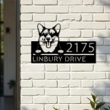Custom Metal Corgi dog Puppy Metal Address Sign House number Hanging Address Plaque Yard Sign Outdoor decor