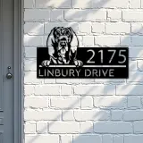 Custom Metal Bloodhound dog cute puppy Metal Address Sign House number Hanging Address Plaque Yard Sign Outdoor decor