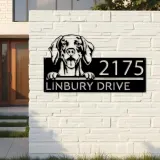 Custom Metal Weimaraner Dog Cute puppy Metal Address Sign House number Hanging Address Plaque Yard Sign Outdoor decor