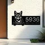 Custom Metal Domestic Cute peeking cat kitten Metal Address Sign, House number, Outdoor Number Signage, Yard Sign Address Plate
