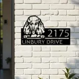 Custom Metal Poodle dog Cute puppy Metal Address Sign House number Hanging Address Plaque Yard Sign Outdoor decor