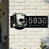 Custom Metal Sunset Scene Metal Address Sign, House number, Outdoor Number Signage, Yard Sign Address Plate