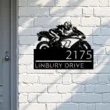 Custom Metal Female biker Metal Address Sign, House number, Outdoor Number Signage, Yard Sign Address Plate