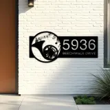 Custom Metal French horn musical instrument Metal Address Sign Custom House number Hanging Address Plaque Yard Sign Outdoor