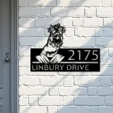 Custom Metal Floral Chicken farm animal farmhouse ranch Metal Address Sign, House number, Outdoor Number Signage, Yard Sign Address Plate