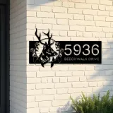 Custom Metal Floral deer head Metal Address Sign, House number, Outdoor Number Signage, Yard Sign Address Plate